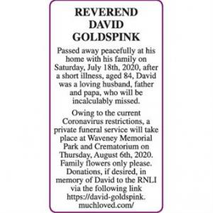 REVEREND DAVID GOLDSPINK