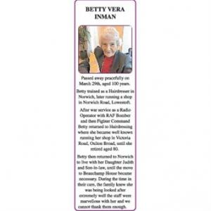 BETTY VERA INMAN