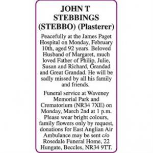 JOHN T (STEBBO) STEBBINGS