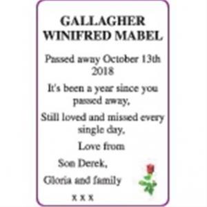 WINNIFRED MABEL GALLAGHER