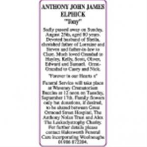 ANTHONY JOHN JAMES "Tony" ELPHICK