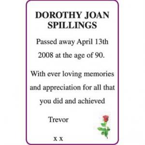 DOROTHY JOAN SPILLINGS