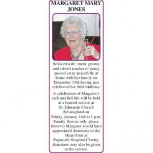 MARGARET MARY JONES